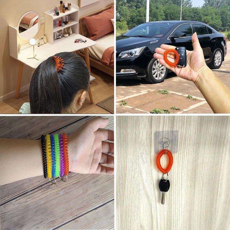 HAMIYELL Pack of 36 Colorful Spring Spiral Wrist Coil Key Chain, Wristband Key Ring (Red) - Image 3